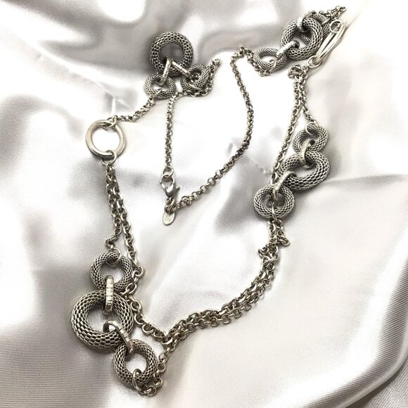 Premier Designs Long Necklace Silver Tone Chain Signed Vintage - Picture 2 of 2